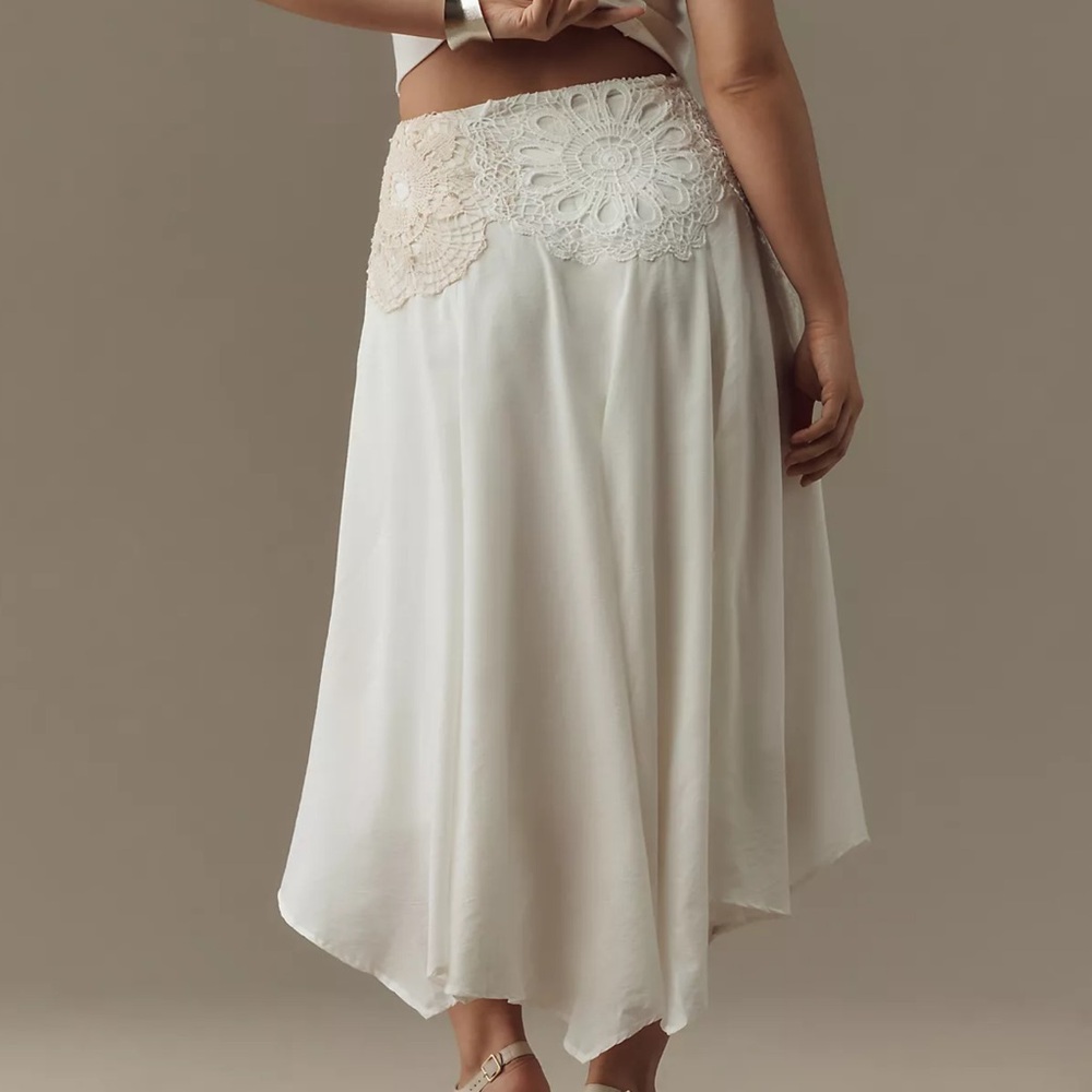 By Anthropologie Crafted Crochet Midi Skirt - Picture 2 of 8